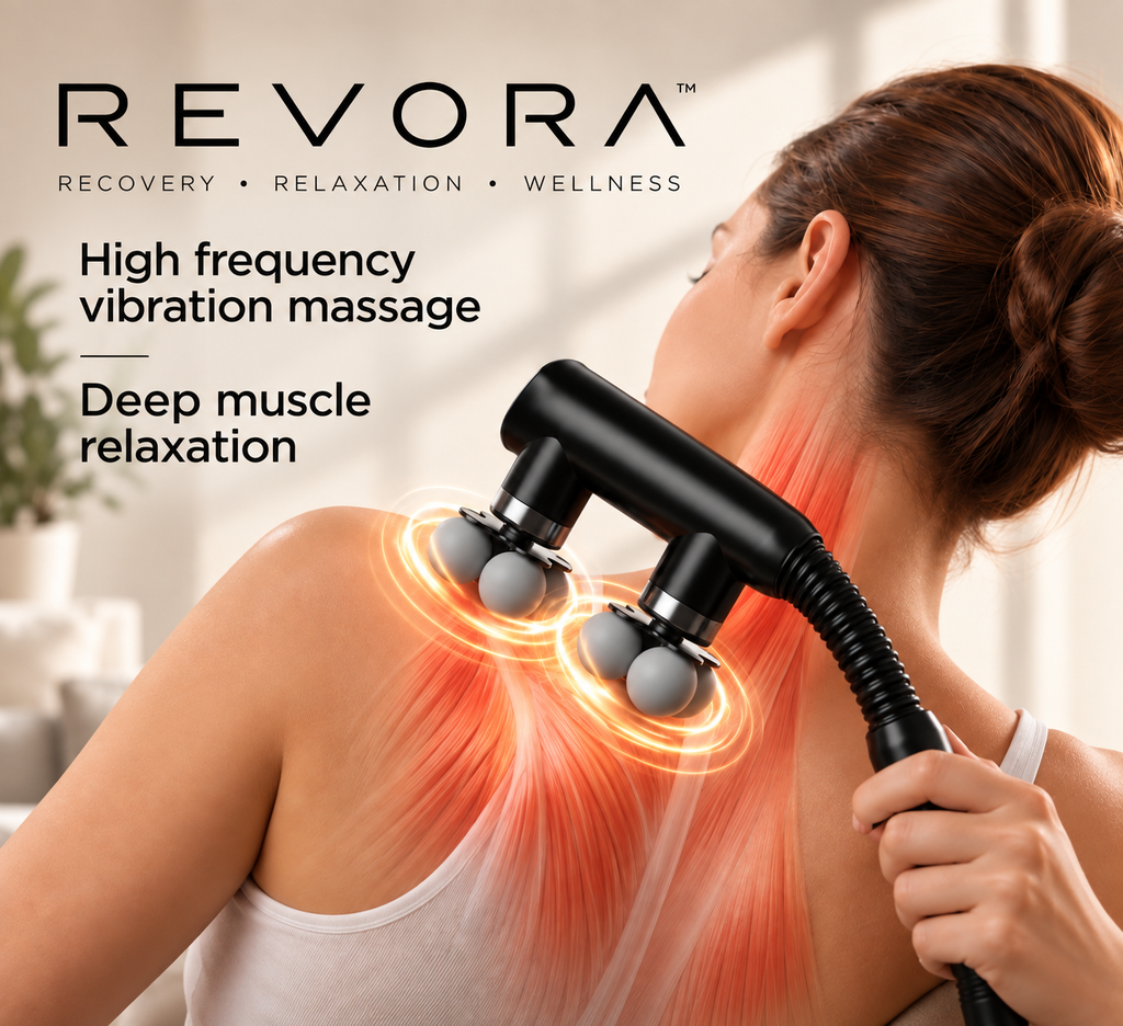 REVORA Long-Handle Dual-Head Massage Gun