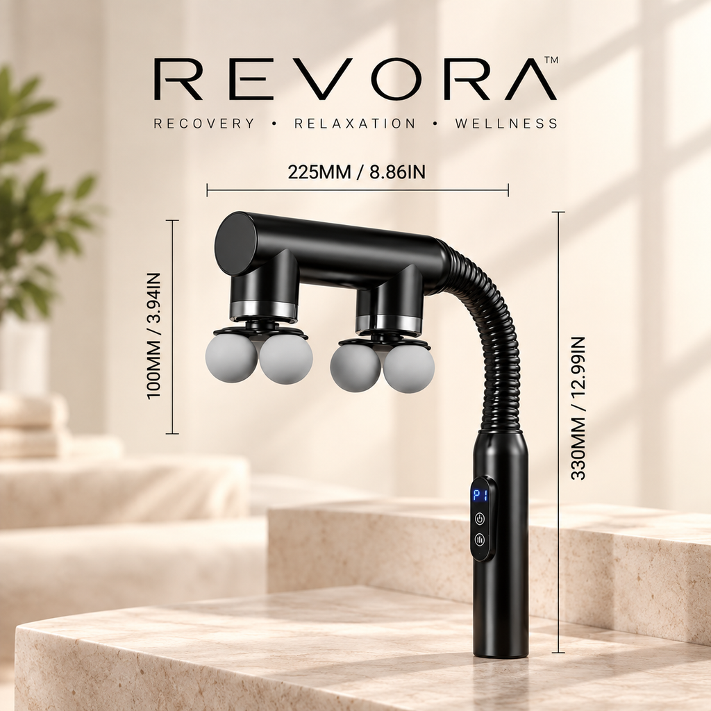 REVORA Long-Handle Dual-Head Massage Gun